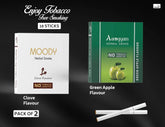 Aarogyam Herbals Pack Of 2 Flavours 100% Tobacco & Nicotine Free Cigarette For Relieve Stress & Mood Enhance Product Green Apple, Clove - 10 Sticks X 2 Packets